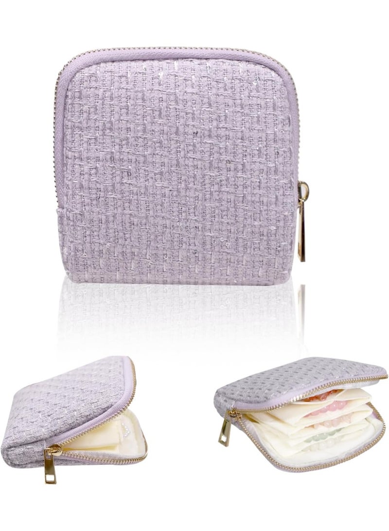 Arabest Travel Jewelry Case - Small Jewelry Organizer for Bracelets Necklace Healing Crystal, Portable Earring Ring Organizer with Zipper Pouches for Traveling Gift for Women, Violet Purple - Image 1